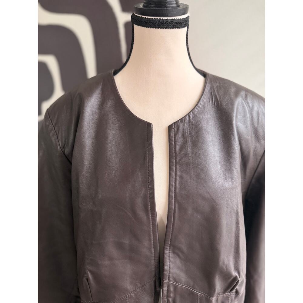 Style & Co. Chocolate Brown Genuine Leather Jacket – Women’s 18W